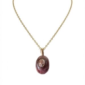 maroon natural stone pendant with embedded zirconia; .78"h x .4"w; nwot